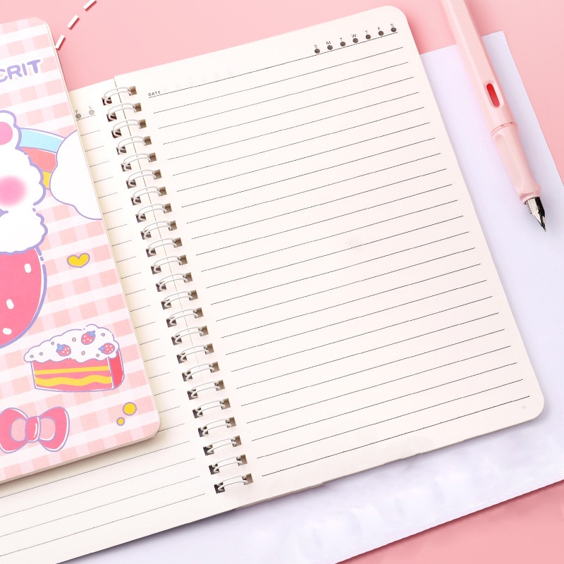 Sổ Tay Ghi Chép, Sổ Lò Xo A5 Cartoon Nhiều Màu Sắc, 120 Trang, Ruột Kẻ Ngang