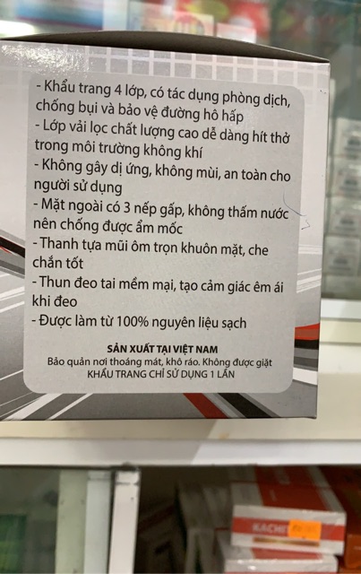 Khẩu trang than hoạt tính Khánh An 4 lớp Kháng khuẩn,hàng chính hãng , hộp 50 cái | BigBuy360 - bigbuy360.vn