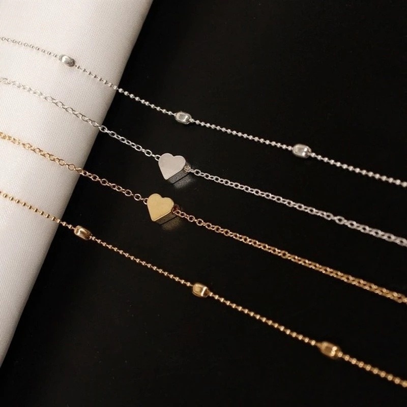 Lắc Chân Hai Lớp Mặt Hình Trái Tim Phong Cách Vintage Thời Trang Cho Nữ