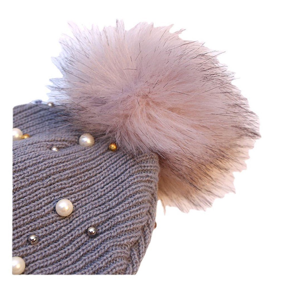 Mũ Beanie Đính Bóng Lông Mềm Mại Thời Trang Cho Nữ