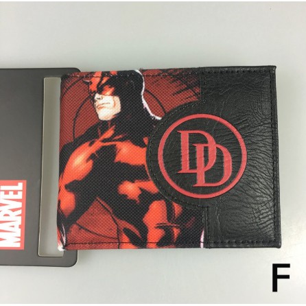 Leather wallet printed with funny superhero motifs for men