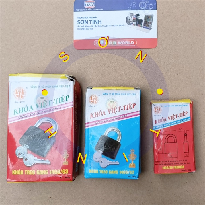 Khóa treo gang Việt Tiệp 3 chìa 1466/38 1466/45 1466/52 1466/63 không bấm