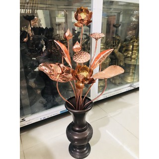 Hoa sen đồng thờ cúng 10 cành bằng đồng đỏ,đồ thờ cúng gia tiên bằng đồng