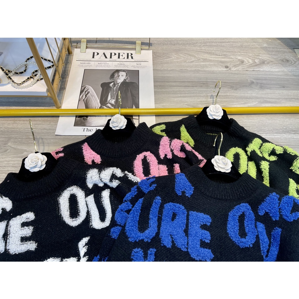 Áo len nữ form rộng, áo len chữ nổi xù bông dáng hàn quốc lên cực trẻ chất tuyệt vời phom thoải mái dễ mặc dễ mix đồ | BigBuy360 - bigbuy360.vn