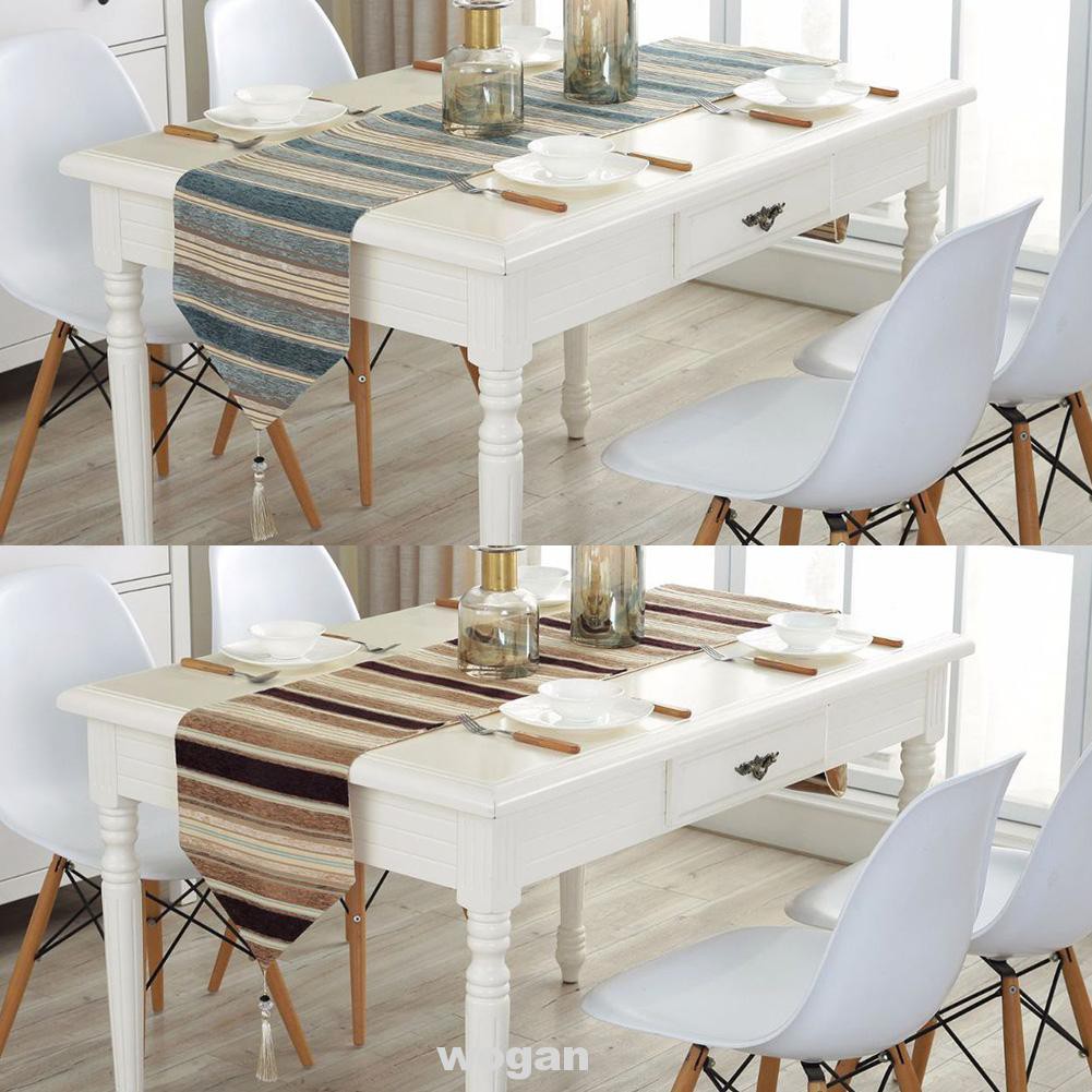 Desktop Dustproof Hotel Polyester Kitchen Wedding Party Banquet Easy Clean Dinning Room Colorful Stripes Table Runner