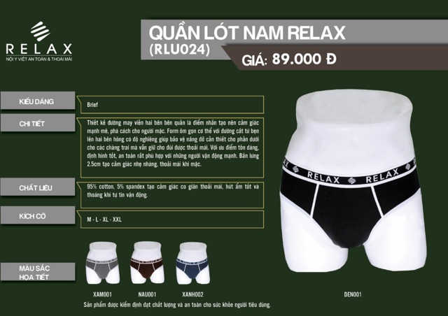 Quần lót nam Relax RLU024 (cotton Mỹ)