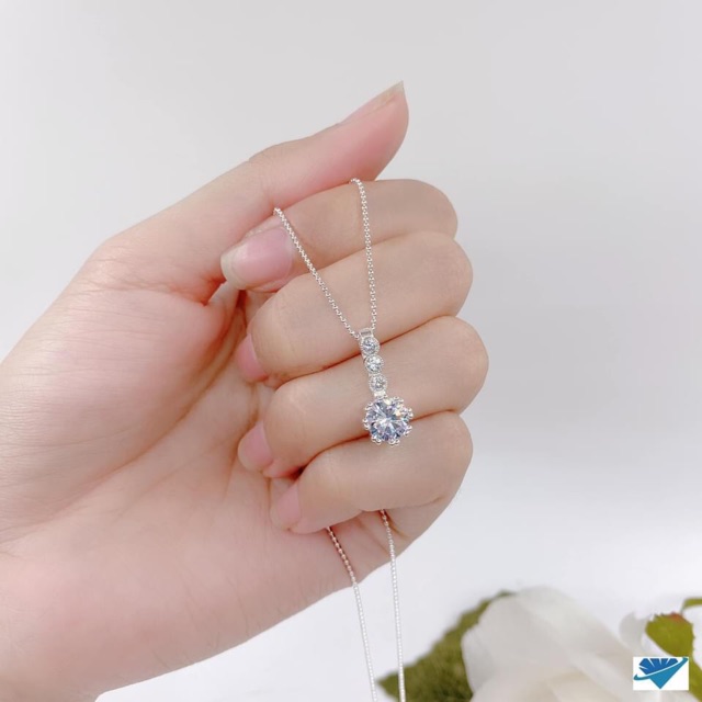 DÂY CHUYỀN BẠC MẶT ĐÁ TRÒN NHỎ XINH