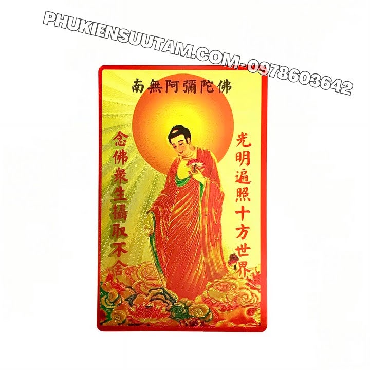 Thẻ Kim Bài Nam Mô A Di Đà Phật, kích thước: 8.3cmx5.3cmx0.2cm, màu: vàng - TMT Collection - SP005753