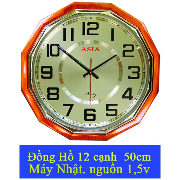 Đồng hồ treo tường. 50cm. Máy Nhật, mặt số hợp kim nhôm Hàn Quốc . Hiệu ASIA