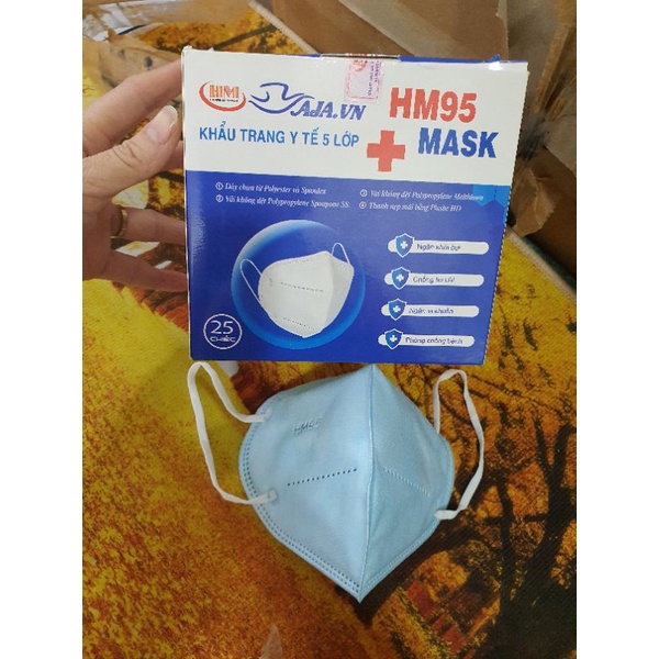 Hộp 25 chiếc khẩu trang N95 không van màu xanh dương