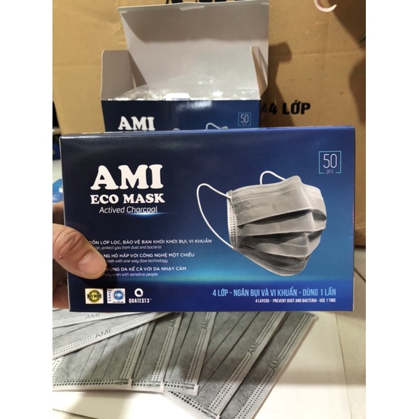 Khẩu trang y tế AMI kháng khuẩn 4 lớp 4 màu hàng công ty cao cấp hộp 50 chiếc | BigBuy360 - bigbuy360.vn