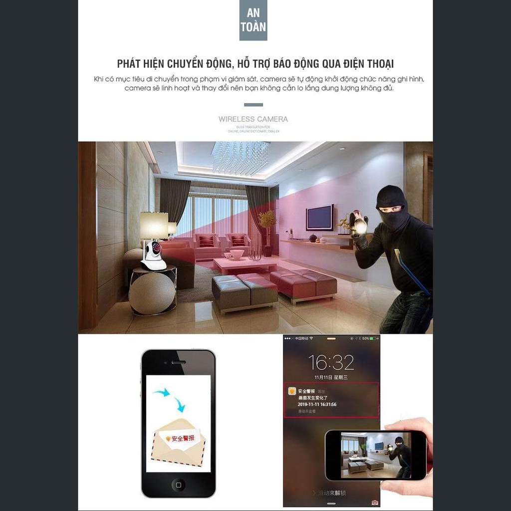 [BẢO HÀNH 36 THÁNG] Camera IP WIFI V380 PRO 3 Râu Full HD 1080p Không Dây Phiên Bản Mới Nhất 2020 siêu nét | BigBuy360 - bigbuy360.vn