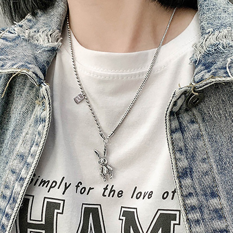 Dây Chuyền Kim Loại Mặt Hình Thỏ Đơn Giản Cho Nam Nữ