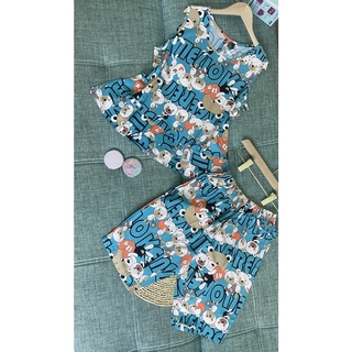 Đồ bộ lửng sát nách tầng đôi vải tole F21