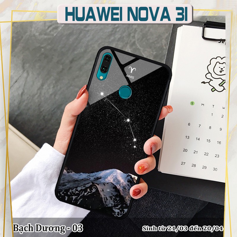 Ốp lưng kính 3D Huawei Nova 3i cung hoàng đạo