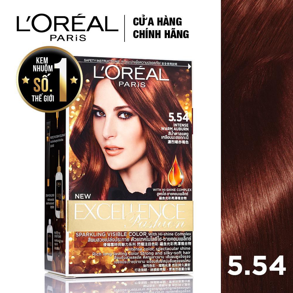 Kem Nhuộm Dưỡng Tóc Màu Thời Trang L'oreal Excellence Fashion 172ml - Màu 5.54 Nâu Đỏ Ánh Cam