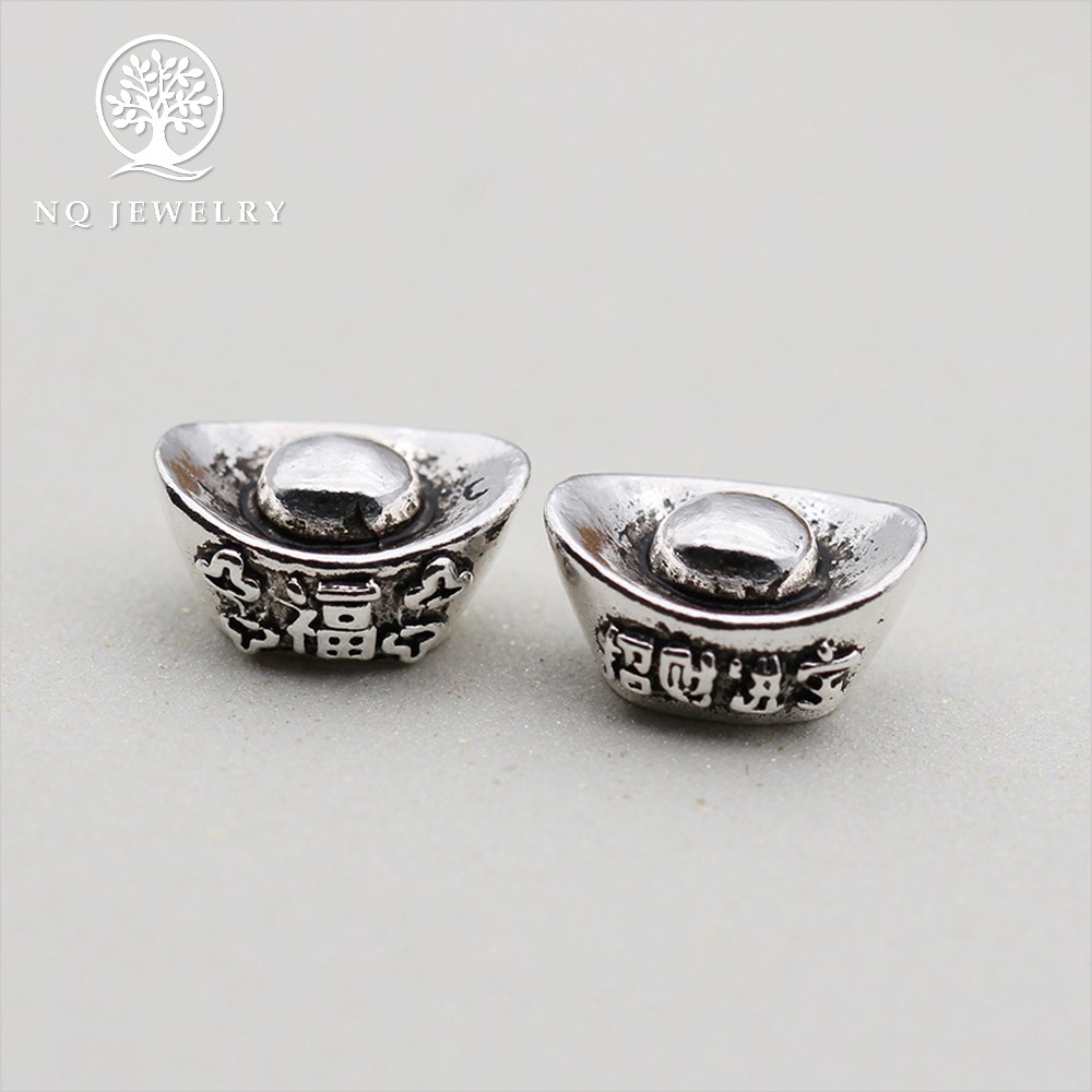 Charm bạc thỏi vàng xỏ - NQ Jewelry