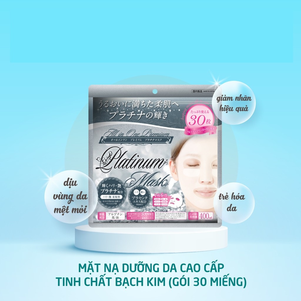 Mặt Nạ Dưỡng Da Cao Cấp Tinh Chất Bạch Kim Nhật Bản (Gói 30 Miếng)