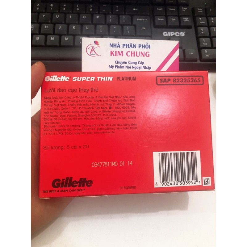 Hộp 100 lưỡi lam Gillette Super Thin Platium