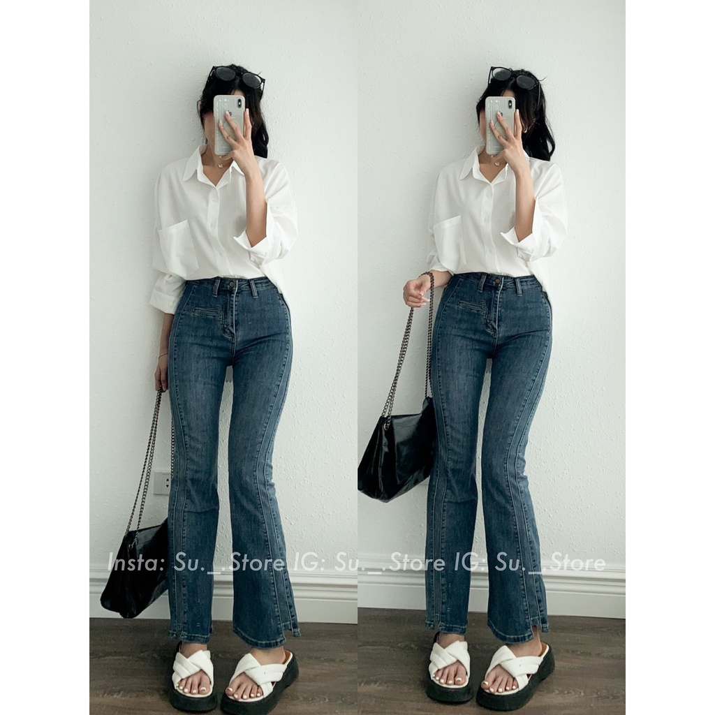 Quần jeans ống loe trơn túi trước Q437 SUSTORE