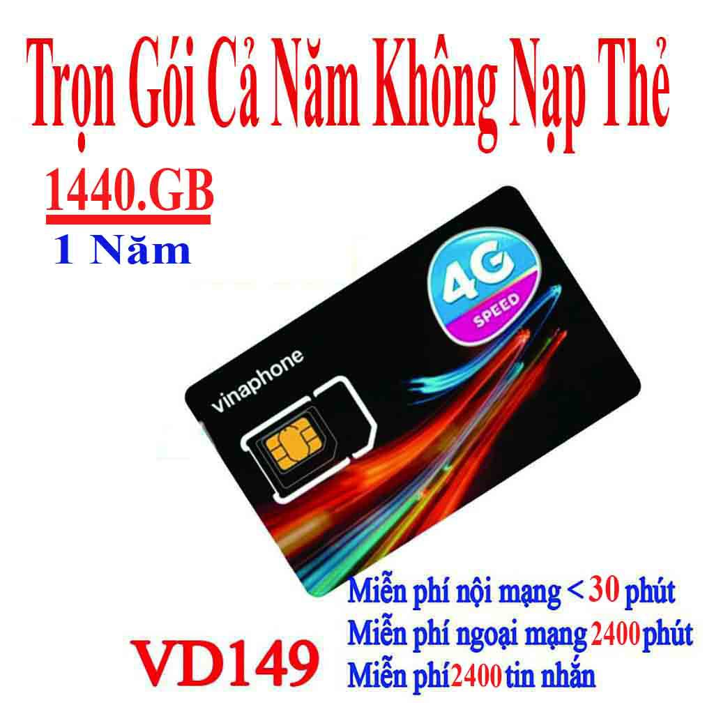 Sim  4G Vina VD149 trọn gói cả năm không nap thẻ