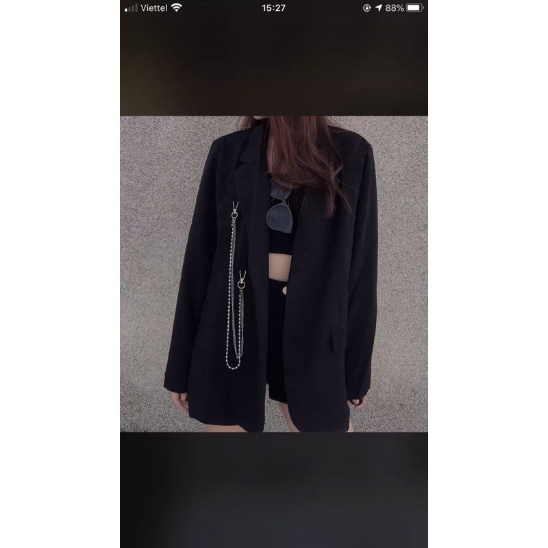 ODER ÁO VEST SUÔNG RỘNG TẶNG KÈM DÂY XÍCH ULZZANG | BigBuy360 - bigbuy360.vn