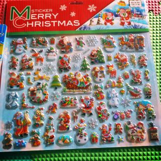 Sticker 3d hình nổi về giáng sinh, noel, cây thông, người tuyết