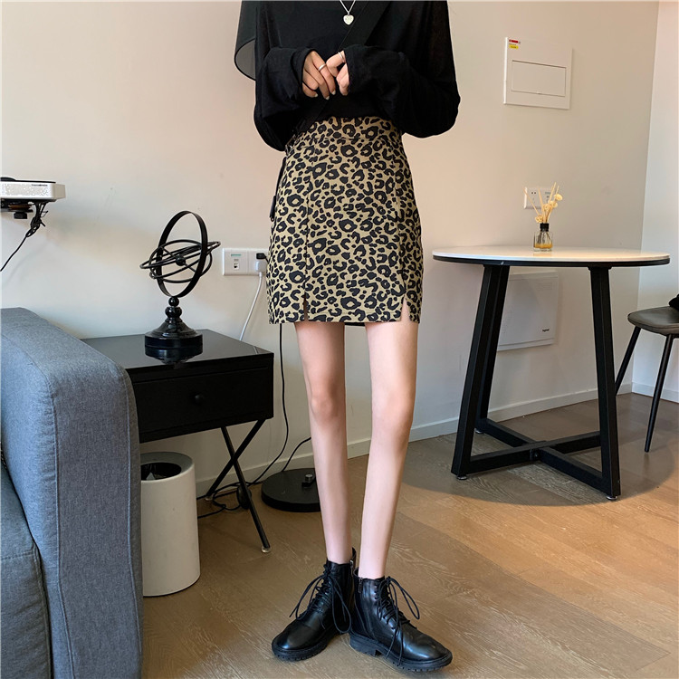 Chân váy chữ A 
XIAOZHAINV lưng cao họa tiết da báo phong cách retro Hàn Quốc thời trang cho nữ | BigBuy360 - bigbuy360.vn