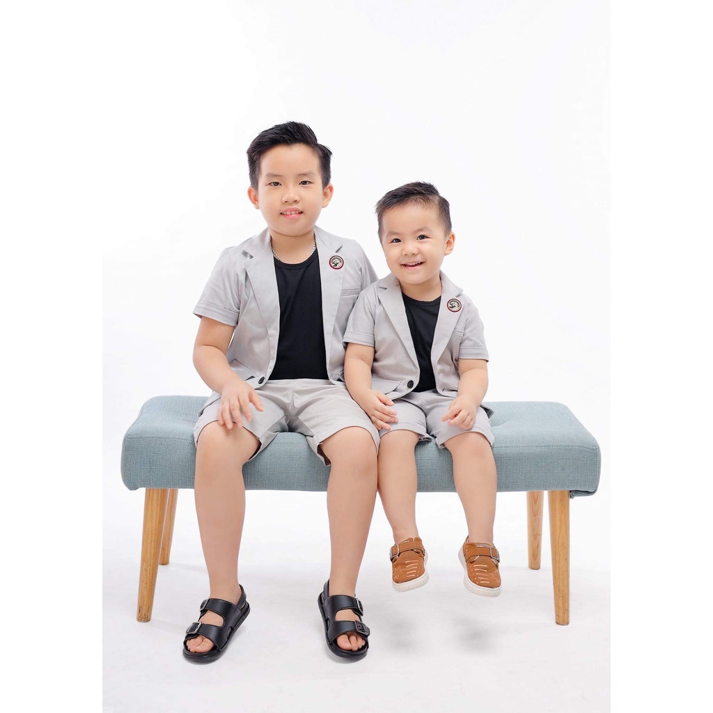 Bộ Vest Ghile Bé Trai Công Tử Bạc Liêu Sang Chảnh + Tặng kèm áo thun  - Màu Xám