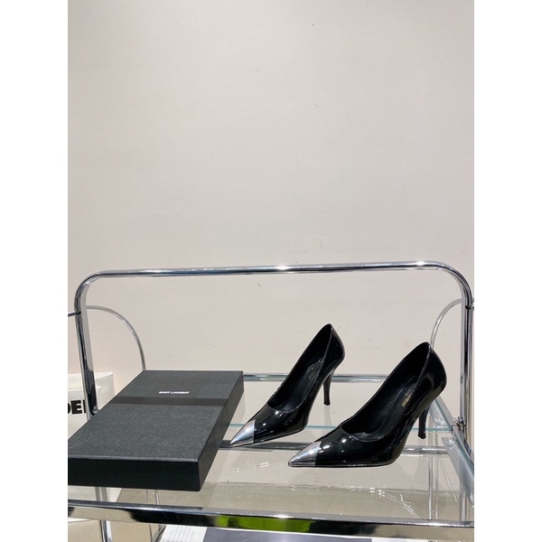 Giày cao gót 9cm mũi nhọn da thật thương hiệu Saint Laurent YSL mẫu mới 2022 cao cấp