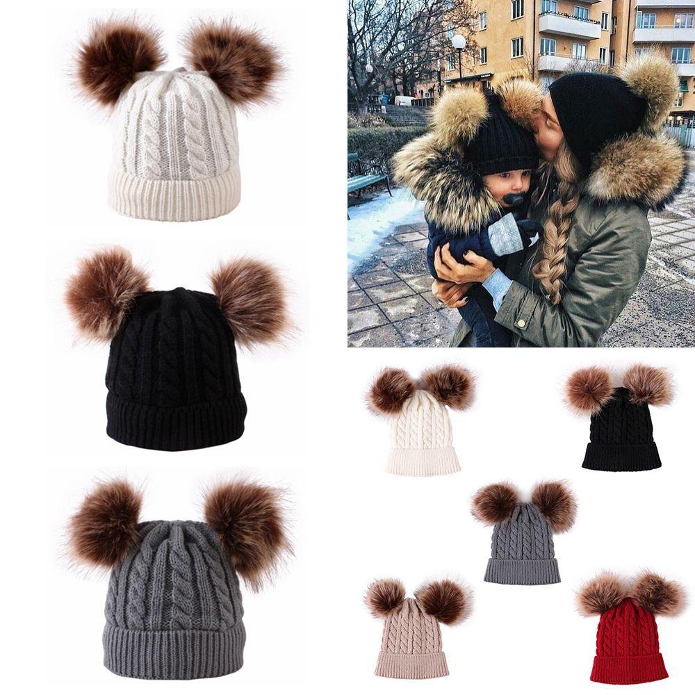 LAY Mũ Beanie Dệt Kim Dày Dặn Dễ Thương Cho Bé