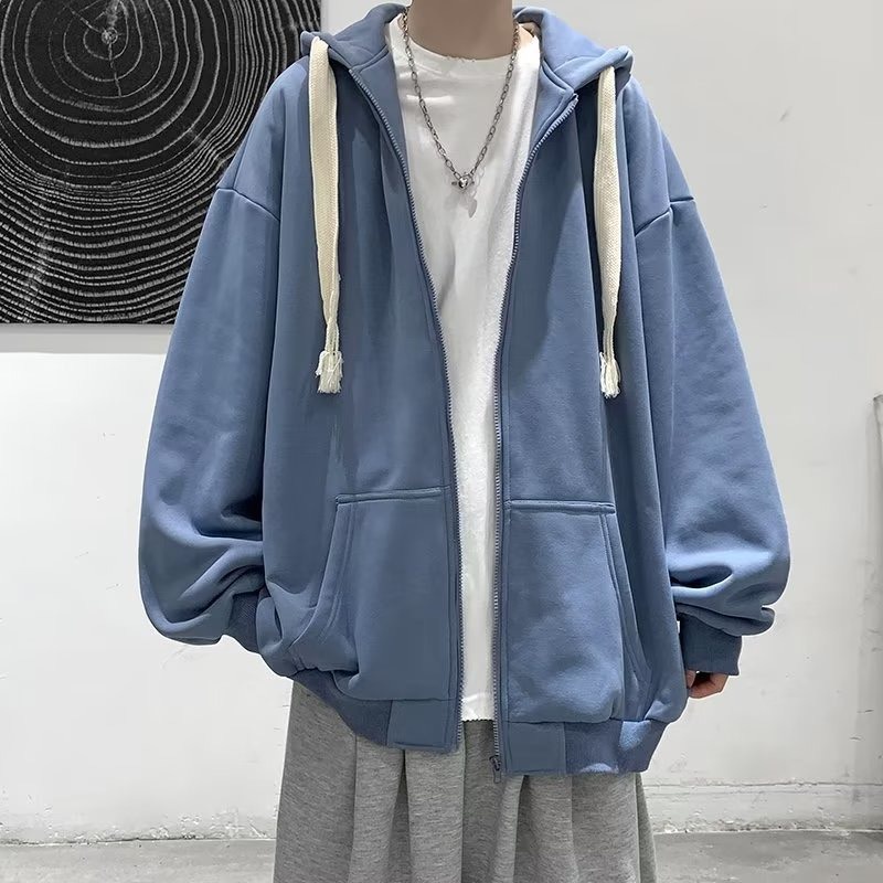 Áo hoodie zip phối dây bản to bigsize M-5XL, Áo hoodie kéo khóa unisex form rộng
