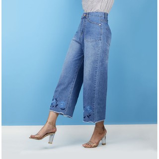[nhập mã THITHU20T giảm 20%] Quần Jean nữ ống suông hoạ tiết cao cấp QJ004