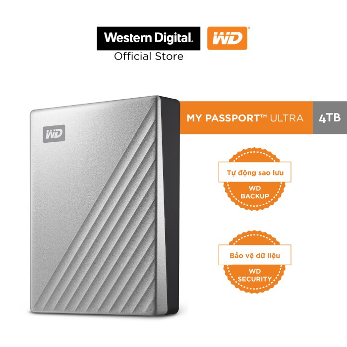 Ổ Cứng Di Động WD My Passport Ultra Silver -4TB ( 2.5&quot; USB 3.0 )-