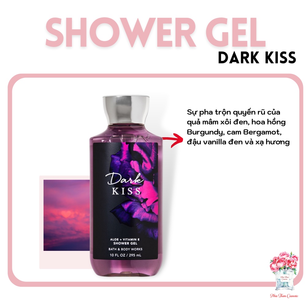 Gel Tắm Bath & Body Works Dark Kiss Hương Thơm Hoa Cỏ Cùng Trái Cây Nồng Nàn Tươi Mát 295ml