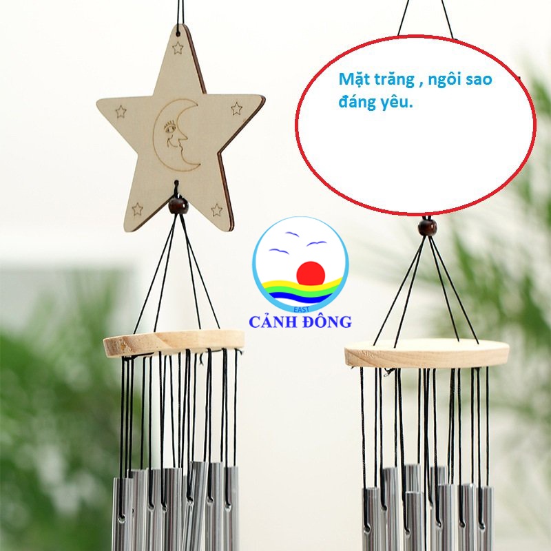 Chuông gió 8 thanh mặt trăng ngôi sao quà tặng cao cấp