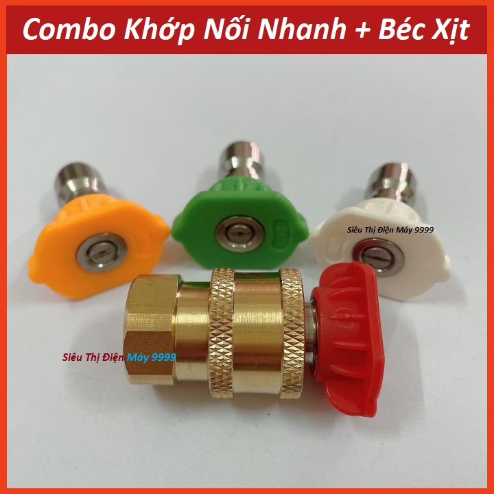 Bộ béc phun cao áp 1/4 Và Khớp Nối Nhanh Cho Súng Rửa Xe Bằng Đồng Vòi Phun Cây Dài Máy Rửa Áp Lực Cao