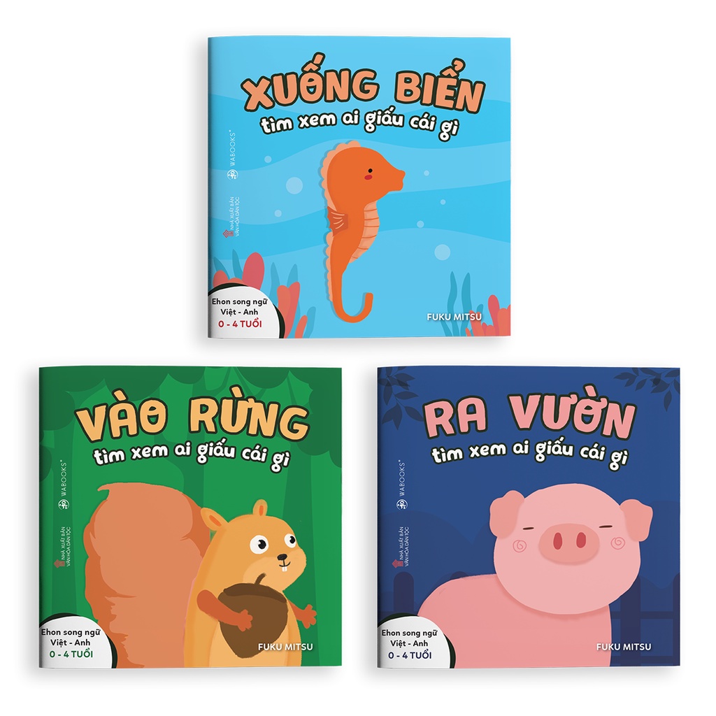 Sách Ehon song ngữ - Combo 3 cuốn Ai giấu cái gì - Ehon Nhật Bản dành cho bé từ 0-4 tuổi