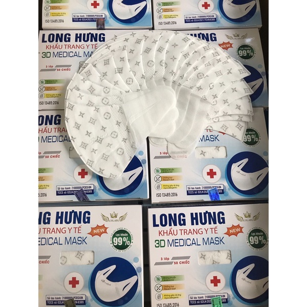 (hộp 50 chiếc ) khẩu trang 3D LV long hưng