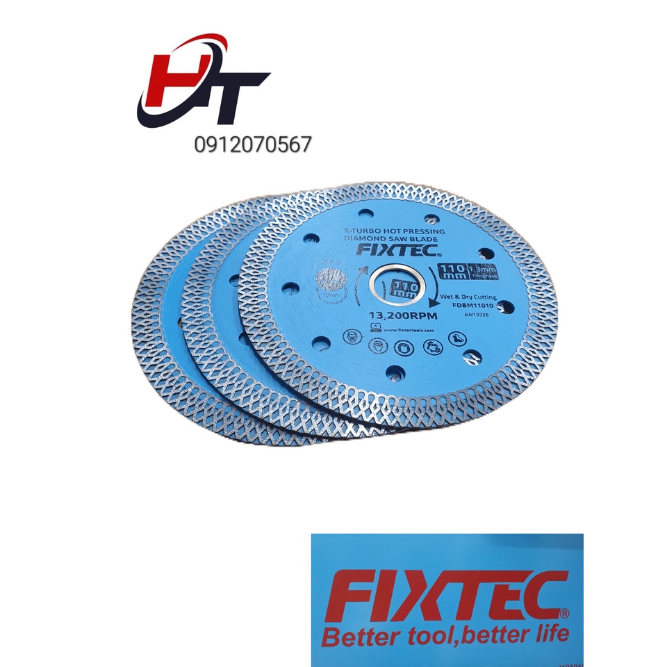 Lưỡi cắt gạch đa năng, lưỡi cắt bê tông, lưỡi cắt đá FIXTEC 110mm hàng chính hãng