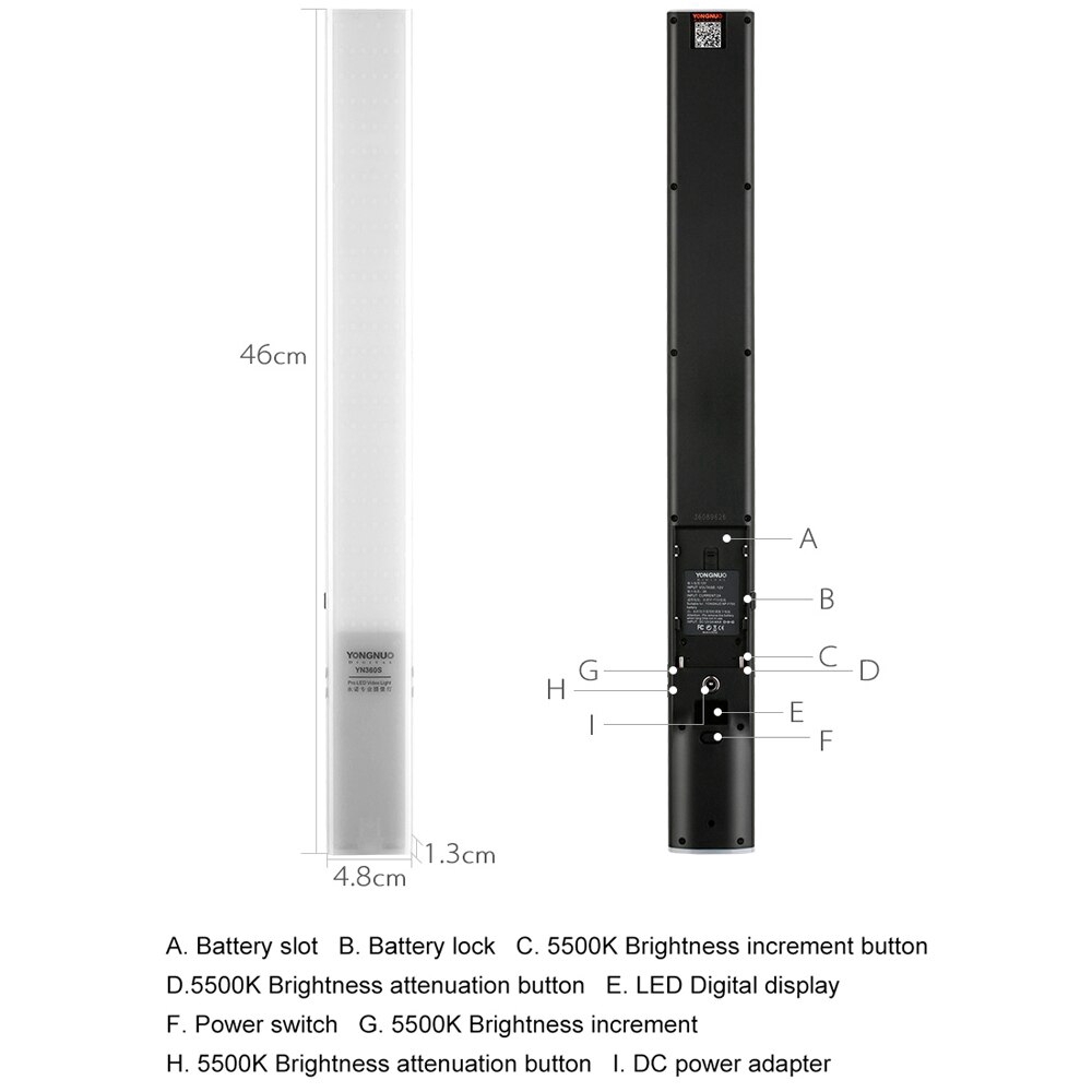 YONGNUO YN360S Ultra-mỏng cầm tay LED Video Light Phone App Control LED chiếu sáng Stick Đối với chụp ảnh cưới