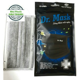 khẩu trang 4 LỚP THAN HOẠT TÍNH DR MASK ( 1 túi có 10 chiếc - 1 CHIẾC TÁI SỬ DỤNG ĐƯỢC 7 LẦN )