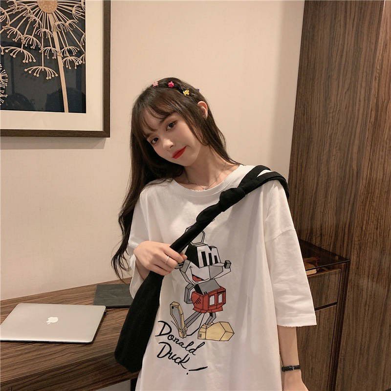 Áo thun tay lỡ Unisex DUCK mickey