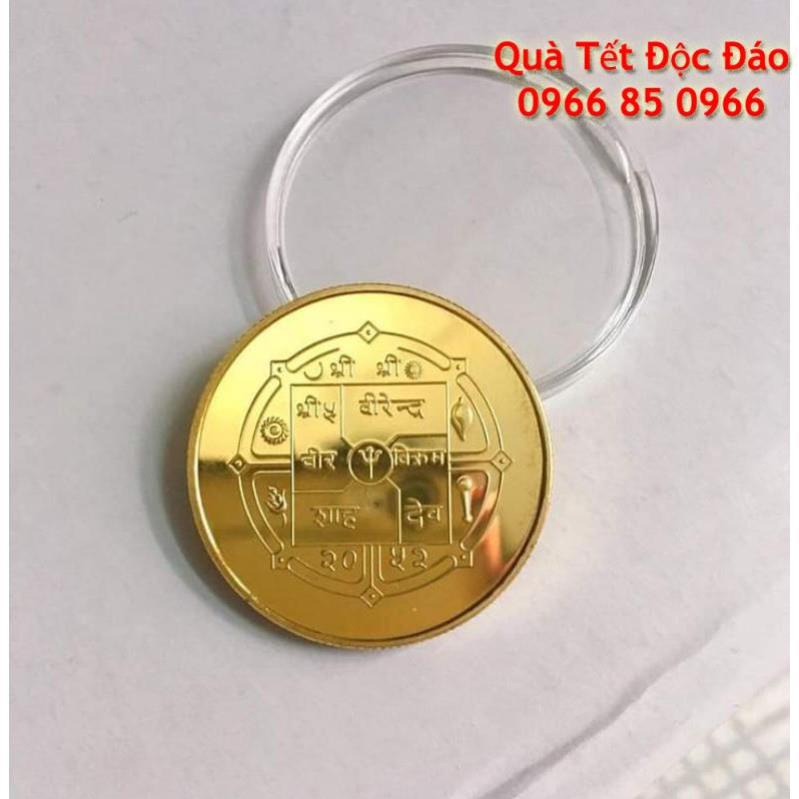 [GIẢM GIÁ] Đồng Xu Đức Phật Thích Ca Nepal May Mắy Tặng kèm túi gấm đỏ long phụng