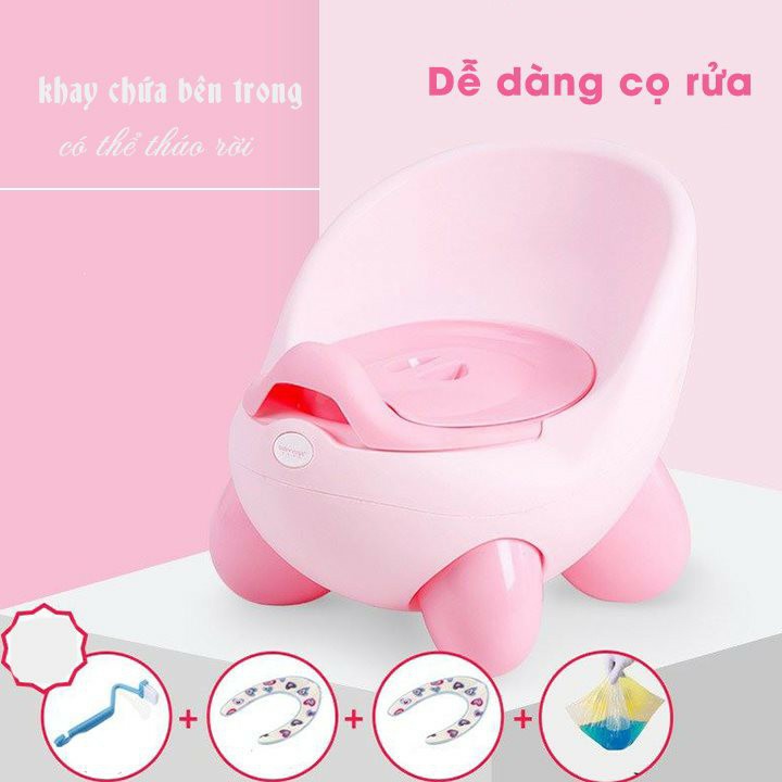 Bô vệ sinh cho bé Hokori dạng ghế ngồi nhựa có tựa lưng hình gấu