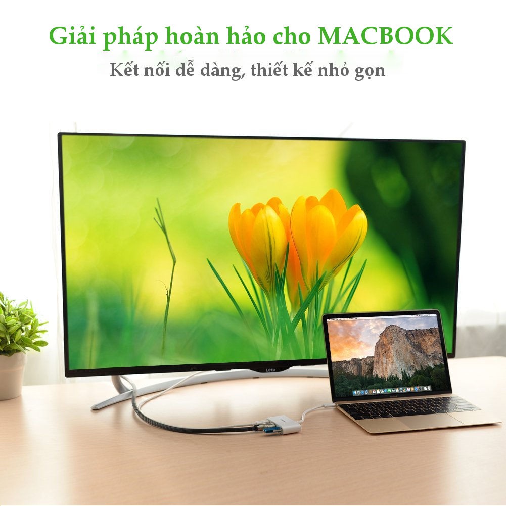 Hub Chuyển USB 3.1-C to USB 3.0 + HDMI + Type-C Power Ugreen 30377