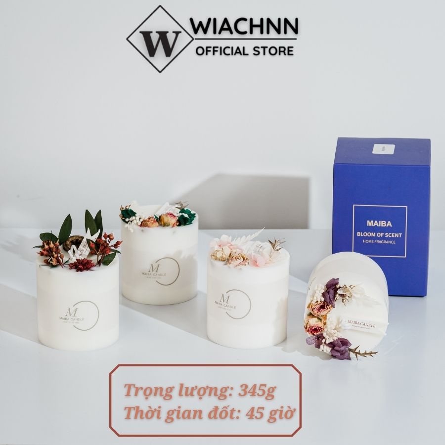 Nến Thơm Hoa Khô Bốn Mùa WIACHNN Handmade Sáp Đậu Nành Hương Tự Nhiên Khử Mùi Decor