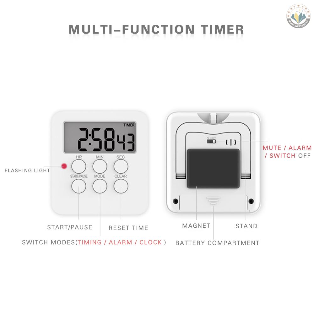 Đồng Hồ Hẹn Giờ Nấu Ăn Đếm Ngược 24 Giờ Màn Hình Lcd Không Gây Tiếng Ồn