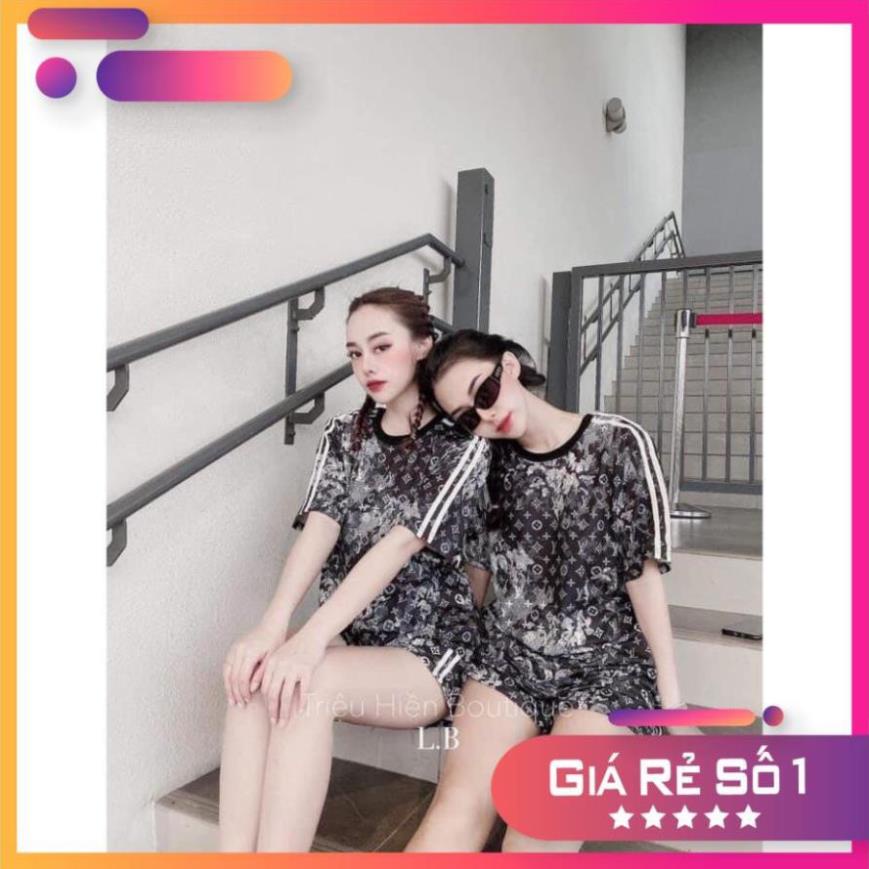 Set Bộ Đồ Thun Loang Thể Thao Nam Nữ Mặc Nhà L.V Kiểu Dáng Năng Động Hàn Quốc Freesize Unisex Siêu Hot *