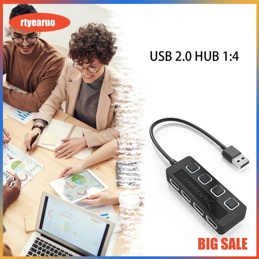 Bộ chia usb cho máy tính USB 2.0 hub 4 port hình dạng siêu mỏng với công tắc nguồn LED độc lập